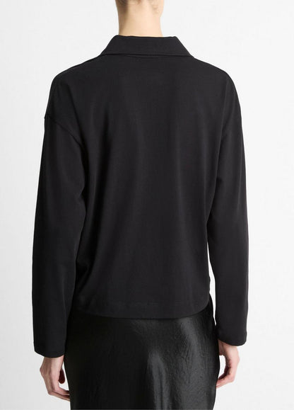 Vince Easy Pima Cotton Long-Sleeve Polo Shirt - Shirts & Tees