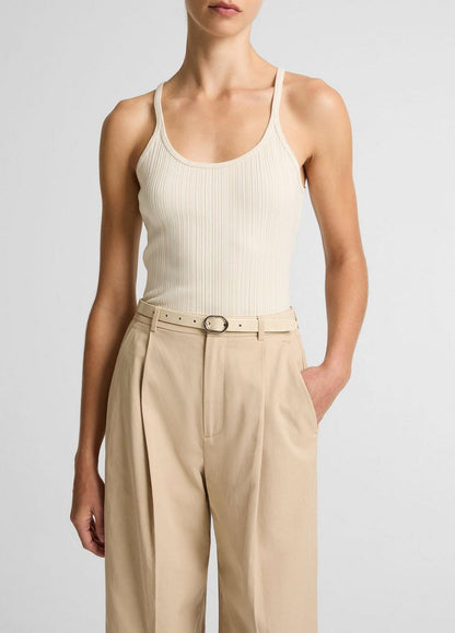 Vince Variegated-Rib Cotton-Blend Tank - Shirts & Tees