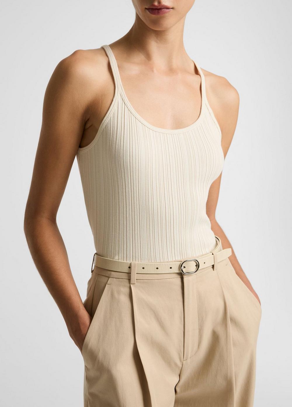 Vince Variegated-Rib Cotton-Blend Tank - Shirts & Tees