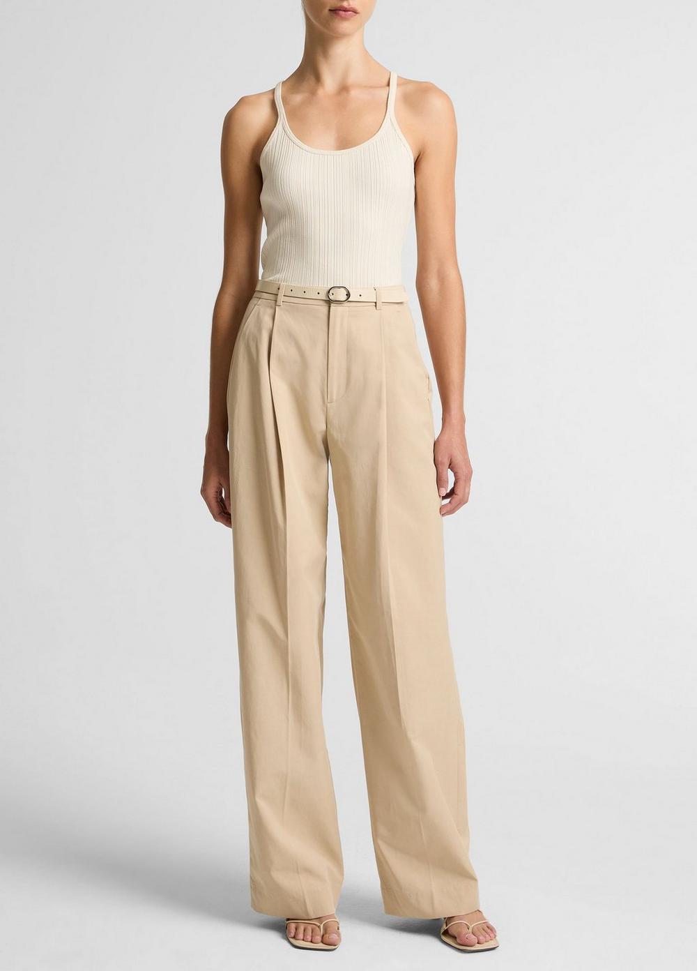 Vince Variegated-Rib Cotton-Blend Tank - Shirts & Tees