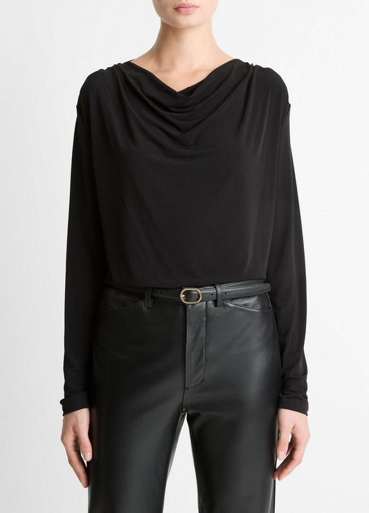 Vince Matte Jersey Cowl-Neck Top - Shirts & Tees