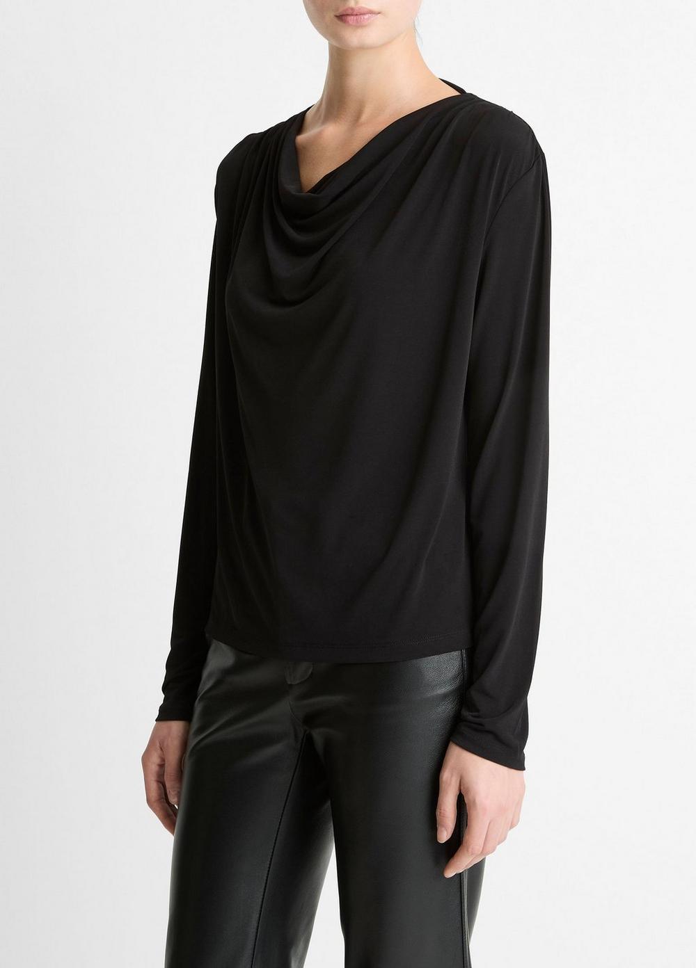 Vince Matte Jersey Cowl-Neck Top - Shirts & Tees
