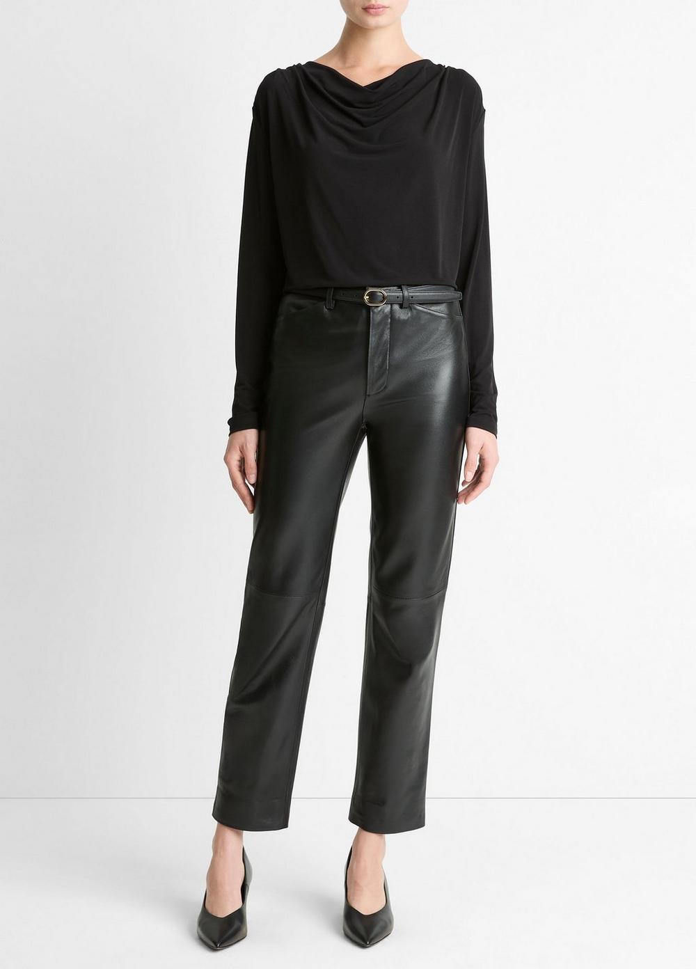 Vince Matte Jersey Cowl-Neck Top - Shirts & Tees
