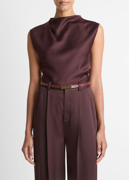 Vince Satin Draped Cowl-Neck Top - Shirts & Tees