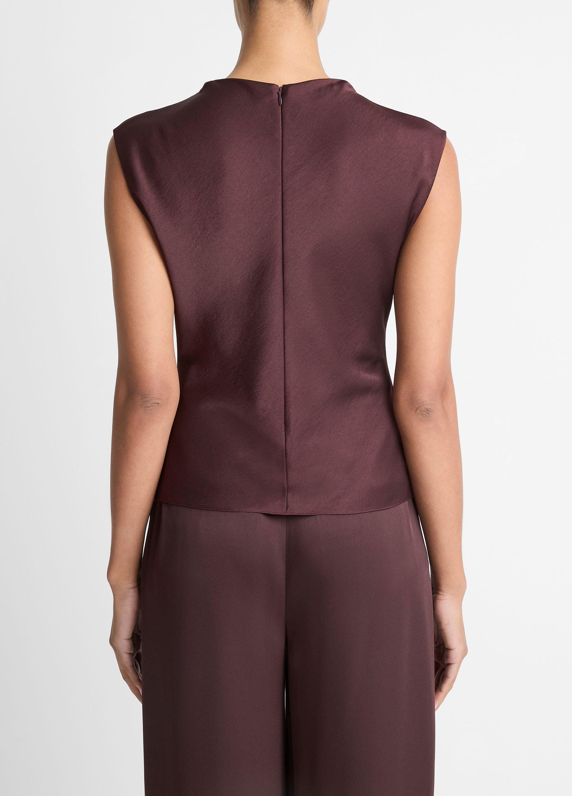 Vince Satin Draped Cowl-Neck Top - Shirts & Tees