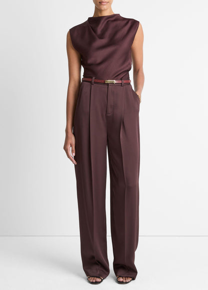 Vince Satin Draped Cowl-Neck Top - Shirts & Tees