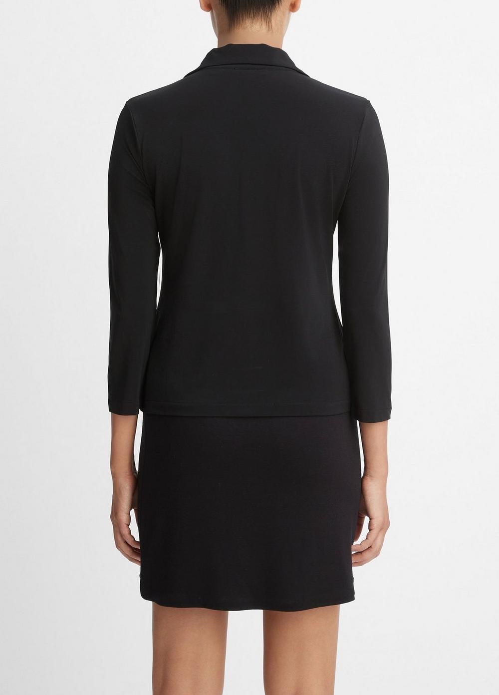 Vince Three-Quarter-Sleeve Button-Front Polo Top - Shirts & Tees