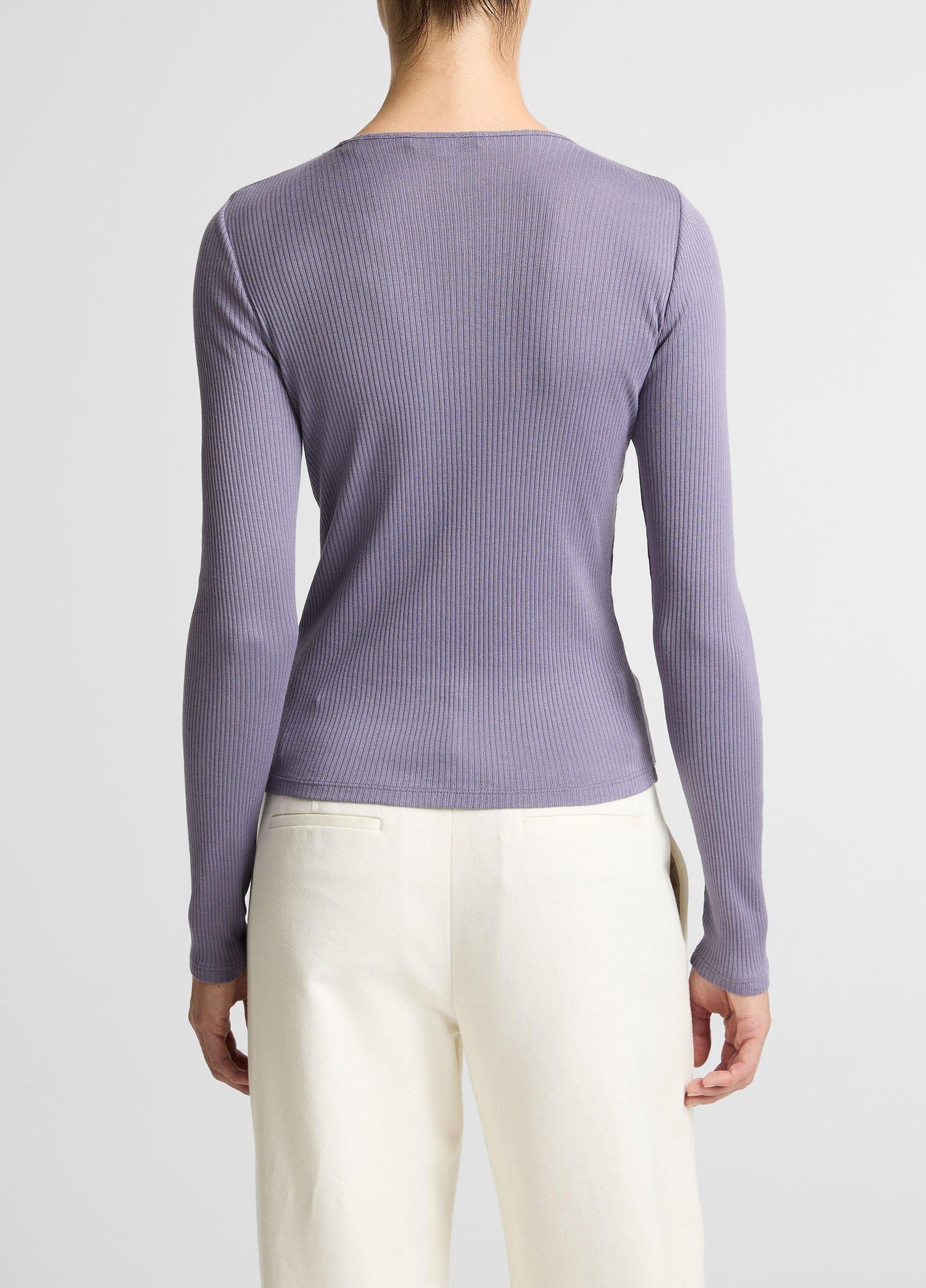 Vince Ribbed Pima Cotton Long-Sleeve T-Shirt - Shirts & Tees