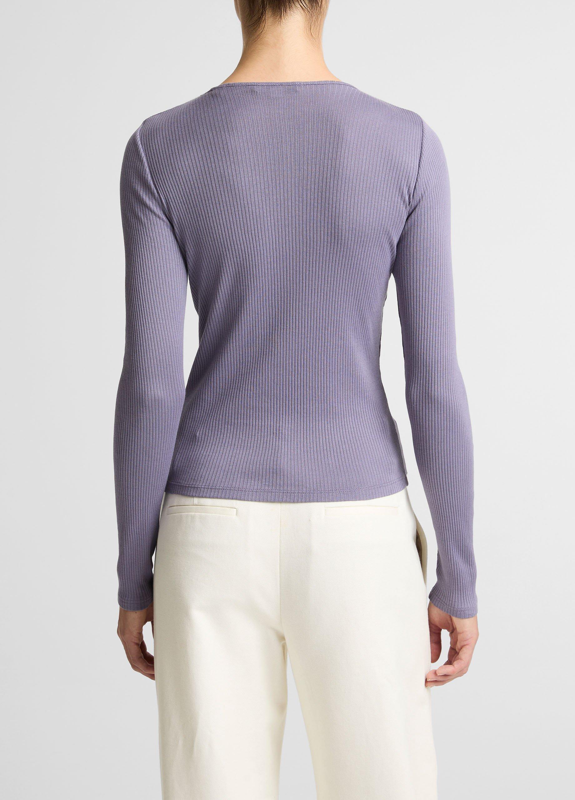 Vince Ribbed Pima Cotton Long-Sleeve T-Shirt - Shirts & Tees