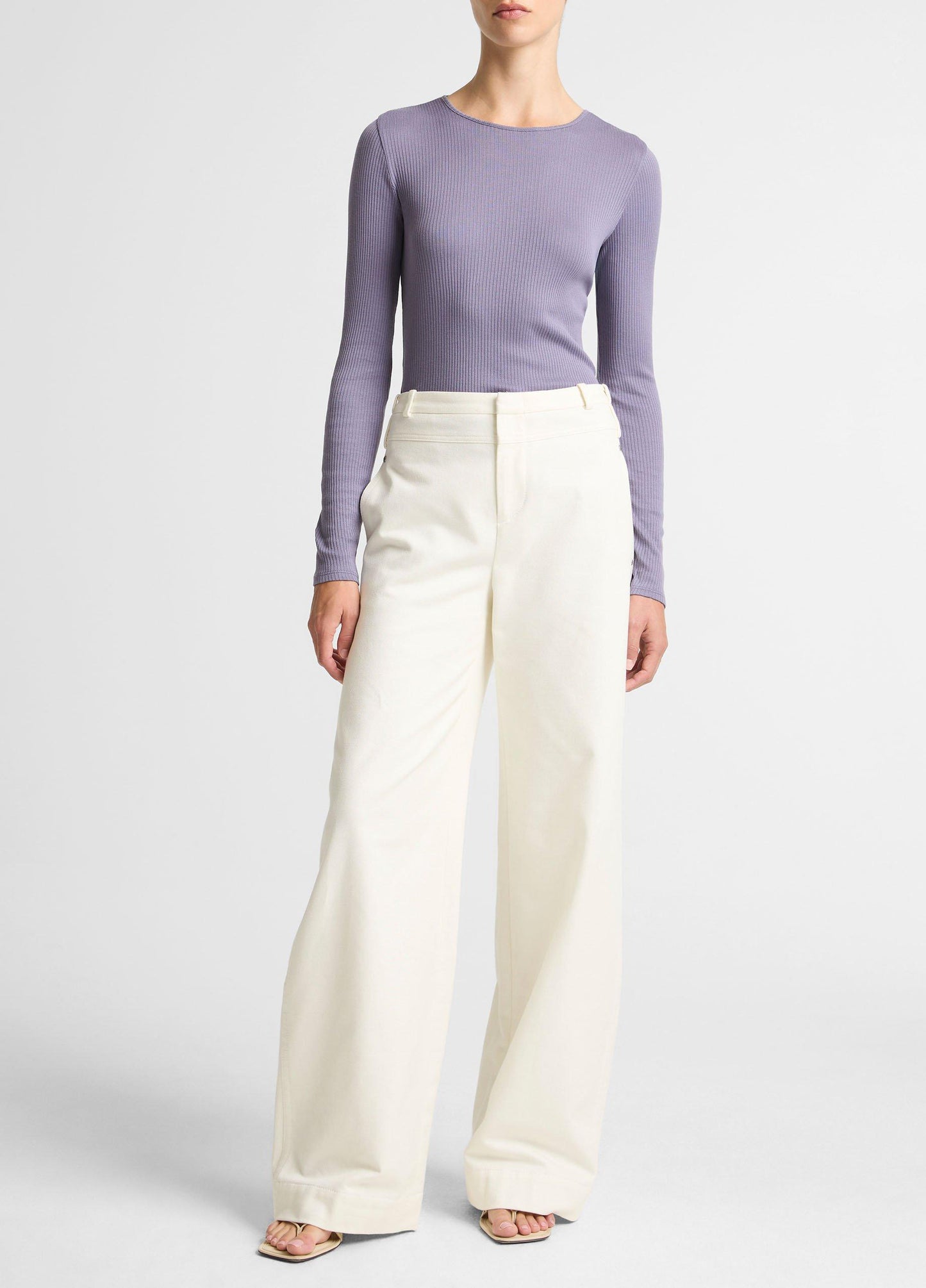 Vince Ribbed Pima Cotton Long-Sleeve T-Shirt - Shirts & Tees