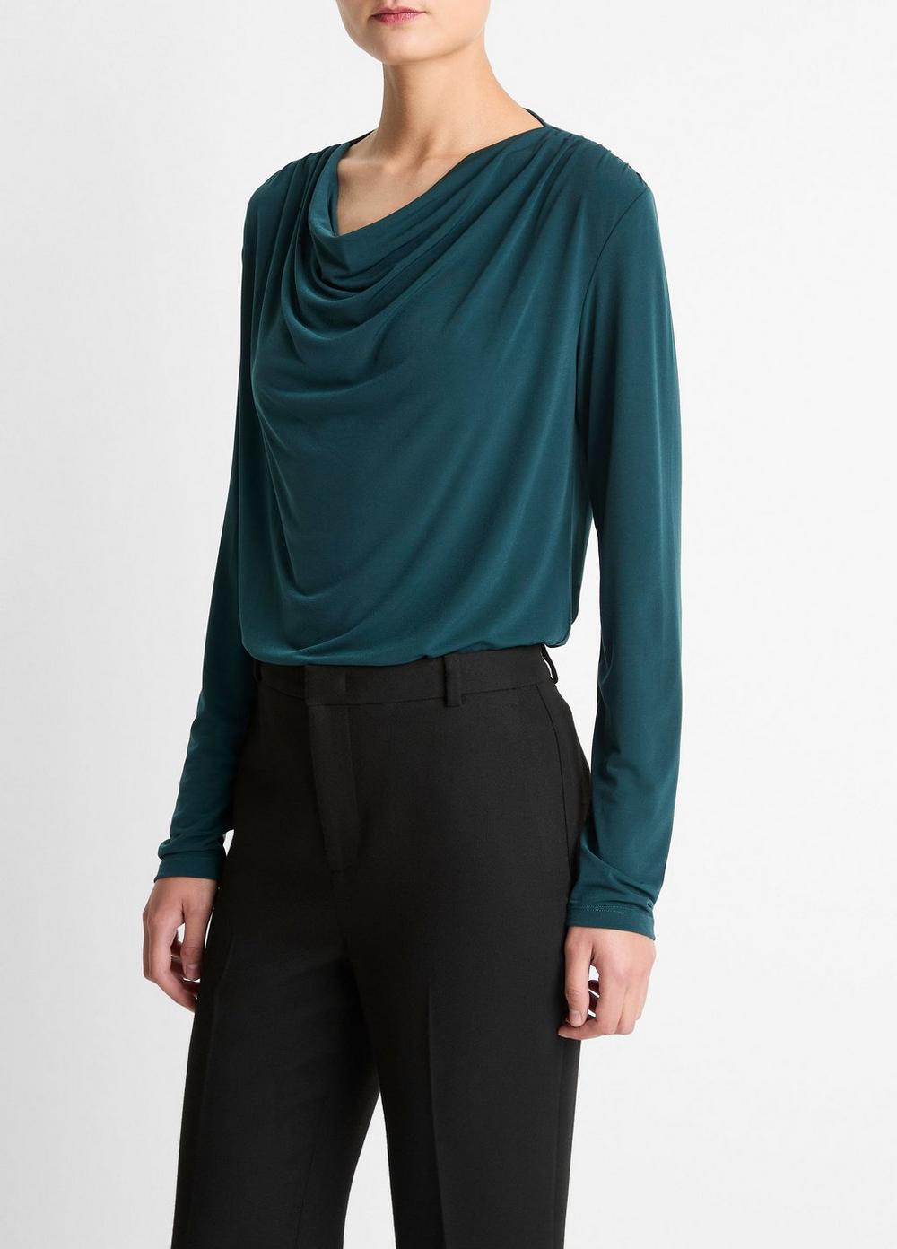 Vince Matte Jersey Cowl-Neck Top - Shirts & Tees