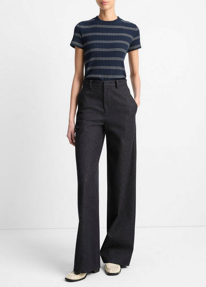 Vince Striped Ribbed Cotton-Blend Top - Shirts & Tees
