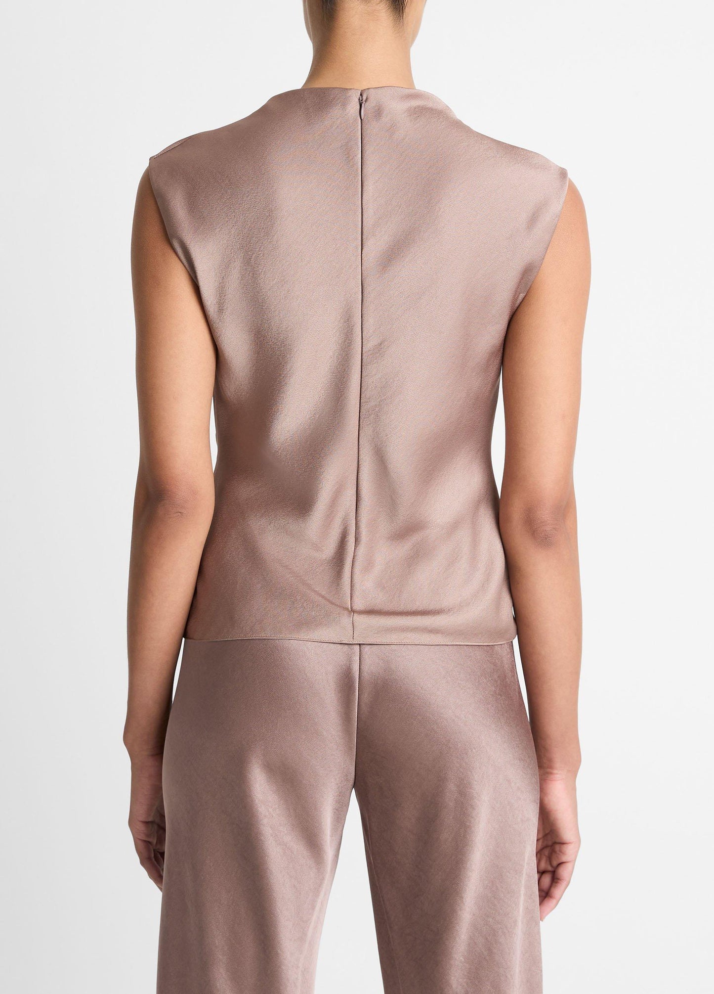 Vince Satin Draped Cowl-Neck Top - Shirts & Tees