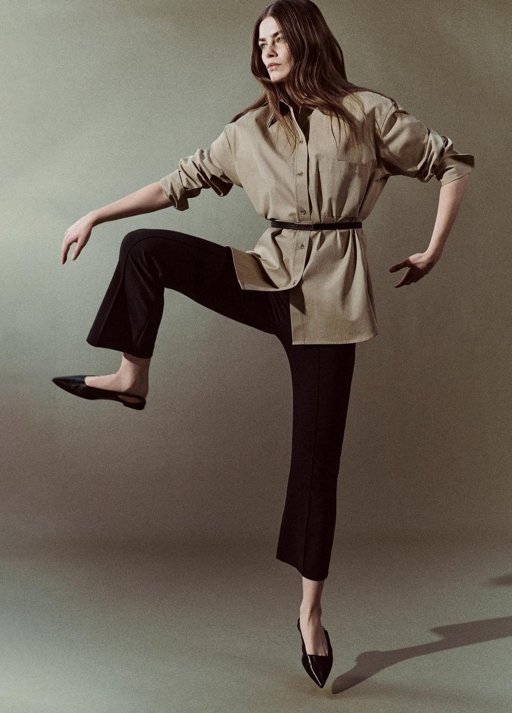 Vince Faux-Leather-Trim Italian Cotton Oversized Button-Front Shirt - Shirts & Tees