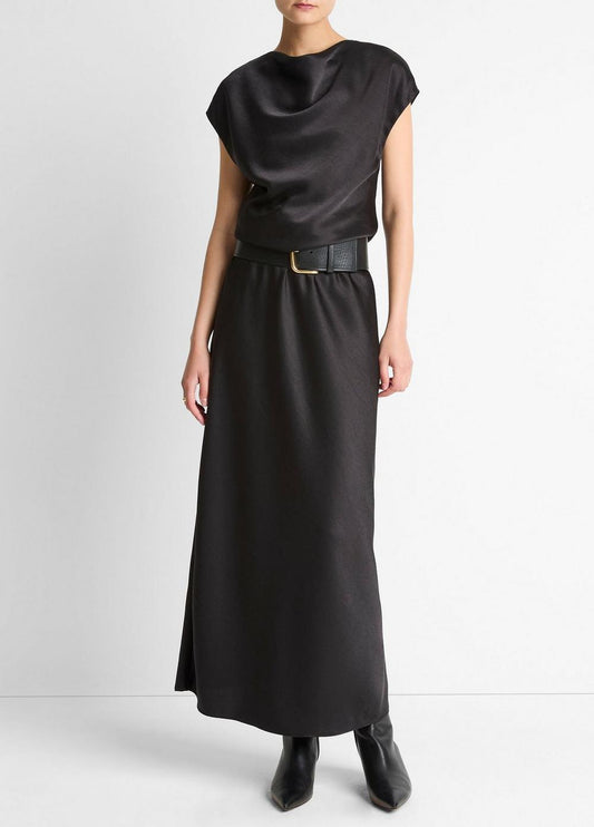 Vince Draped Satin Cowl-Neck Dress - Dresses & Skirts