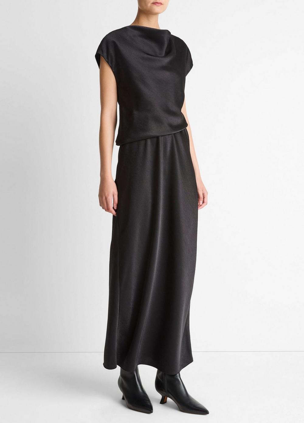 Vince Draped Satin Cowl-Neck Dress - Dresses & Skirts
