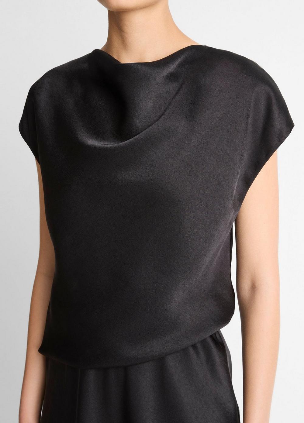 Vince Draped Satin Cowl-Neck Dress - Dresses & Skirts