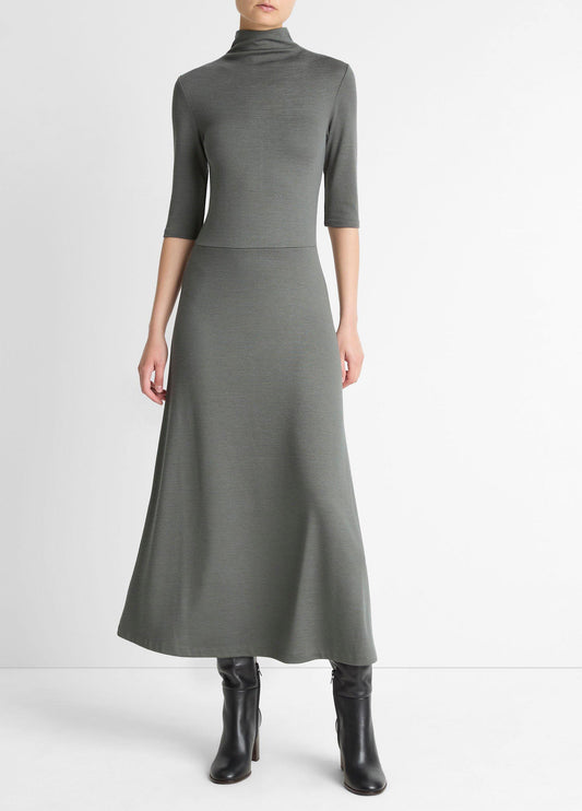 Vince Elbow-Sleeve Turtleneck Dress - Dresses & Skirts