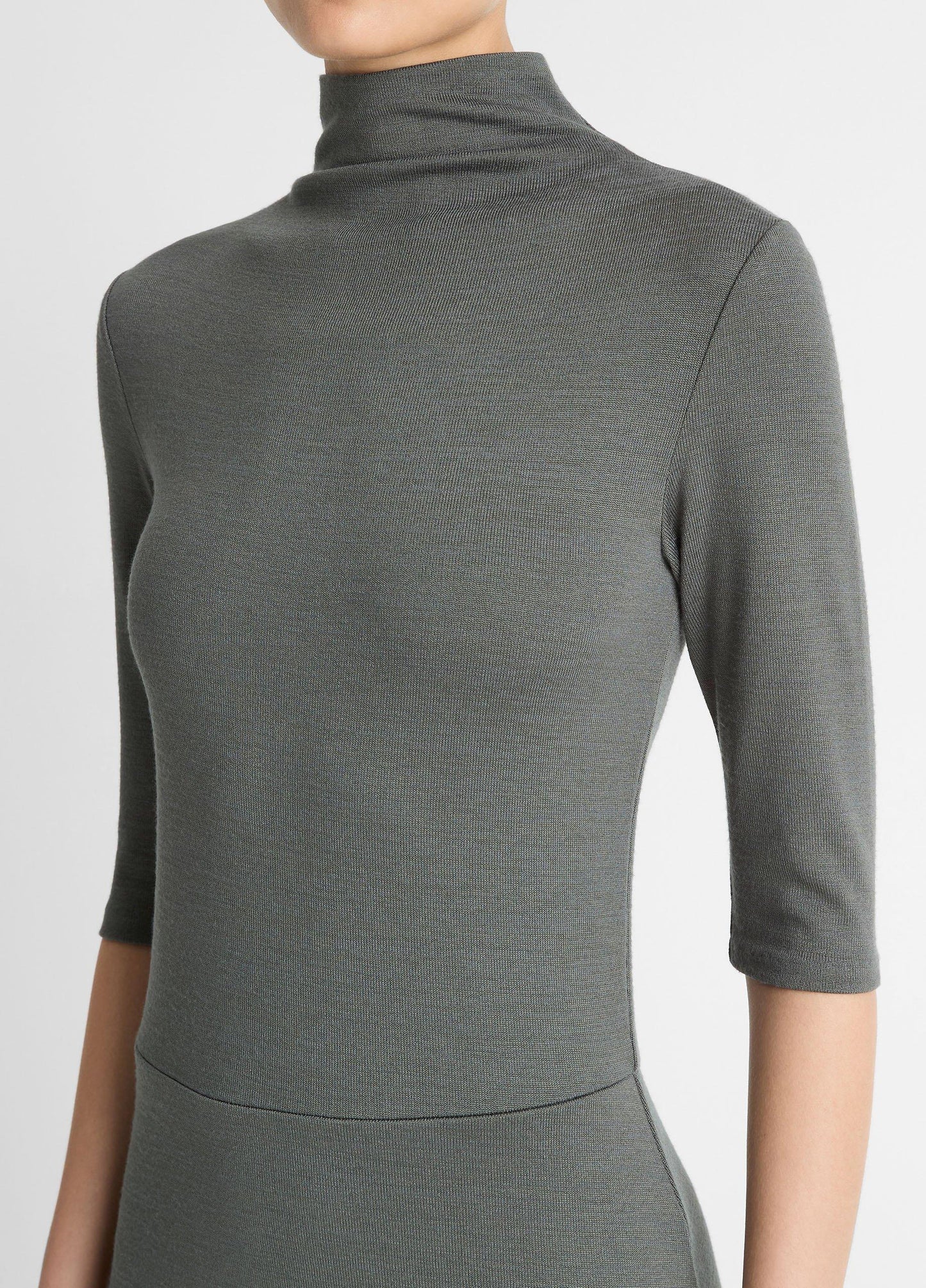 Vince Elbow-Sleeve Turtleneck Dress - Dresses & Skirts