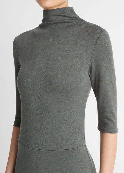 Vince Elbow-Sleeve Turtleneck Dress - Dresses & Skirts