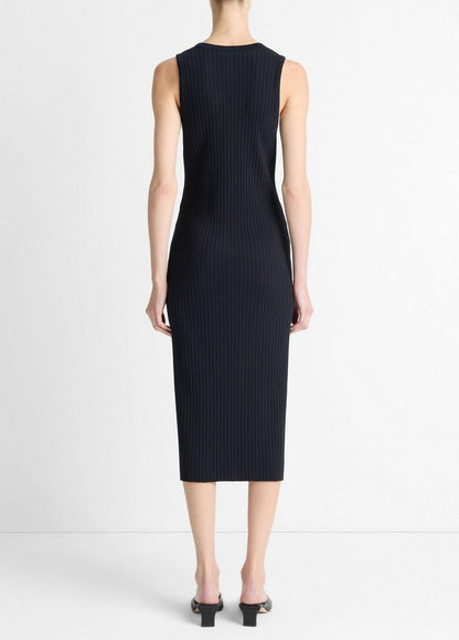 Vince Ribbed Cotton-Blend Button-Front Dress - Dresses & Skirts