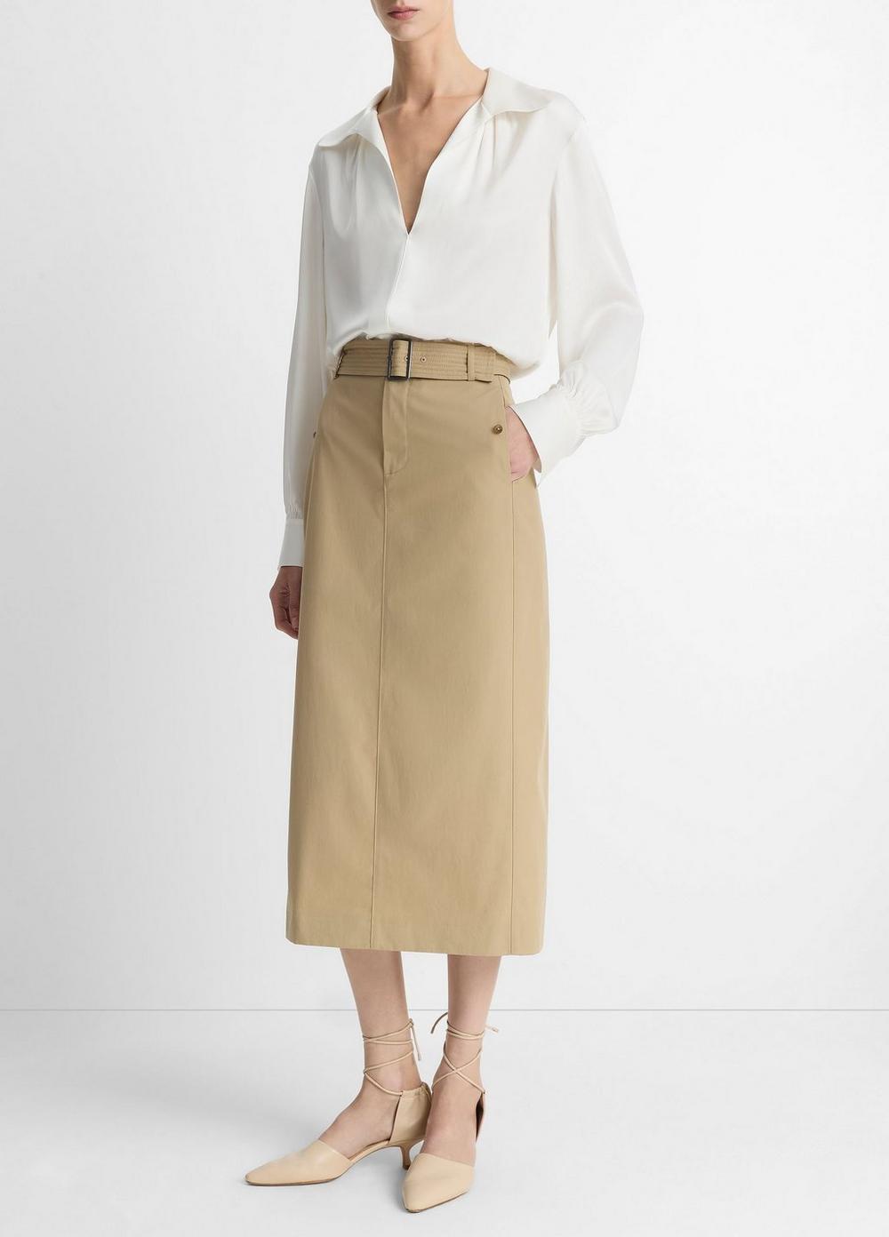 Vince Cotton Trench Pencil Skirt - Dresses & Skirts