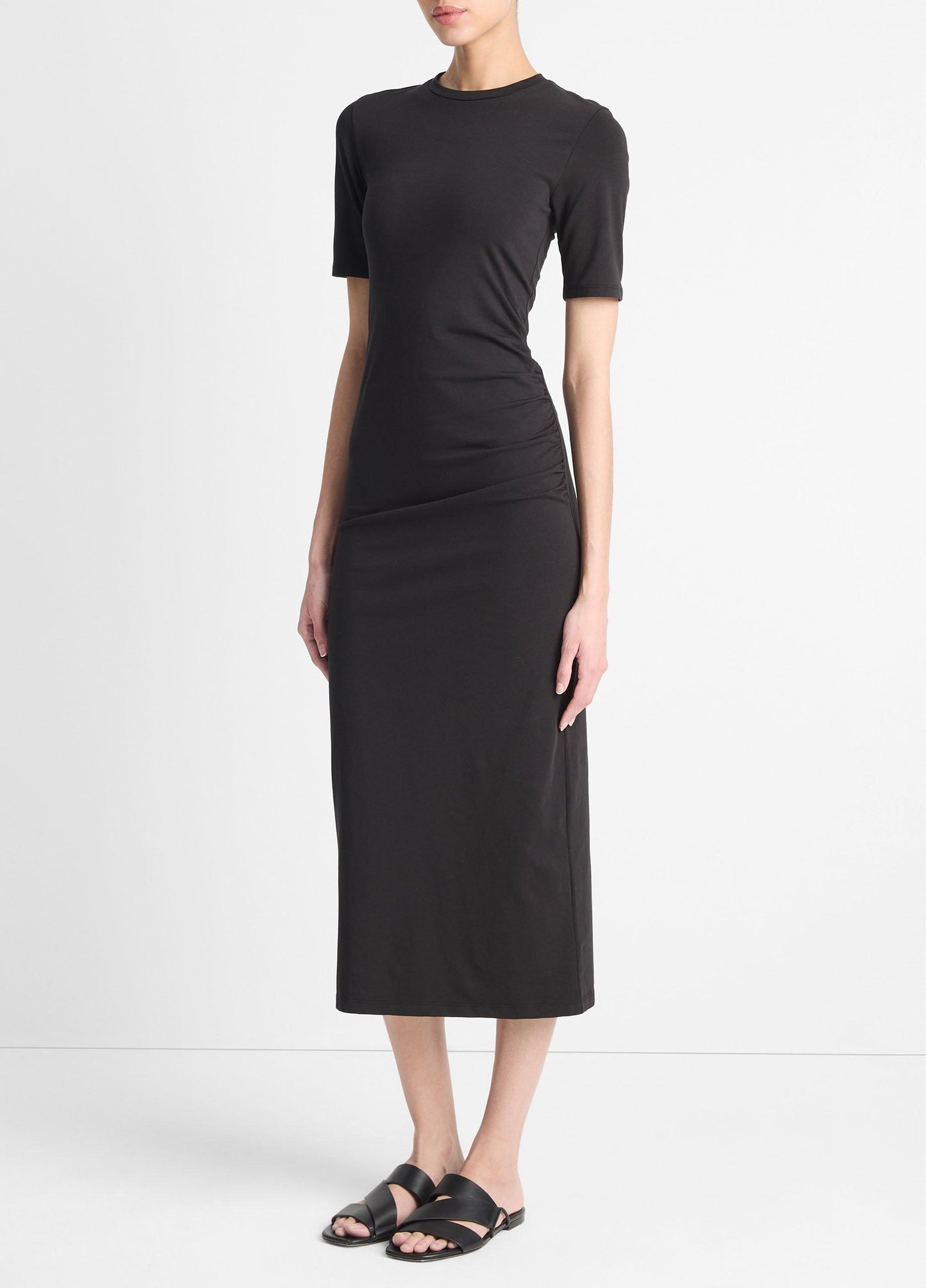 Vince Pima Cotton-Blend Side-Drape Dress - Dresses & Skirts