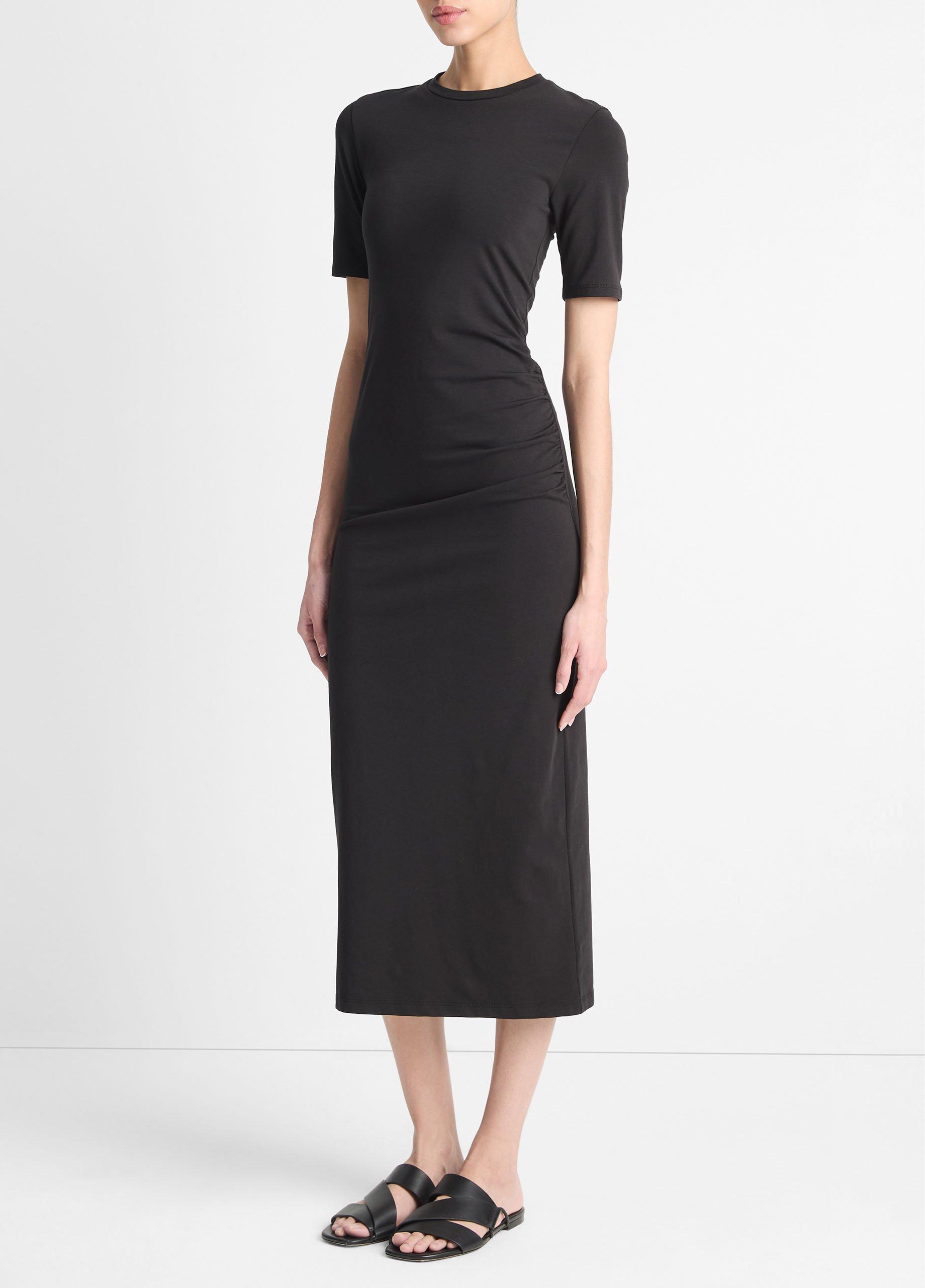 Vince Pima Cotton-Blend Side-Drape Dress - Dresses & Skirts