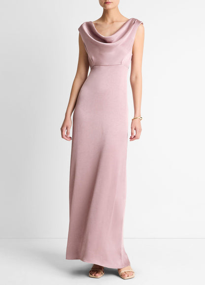 Vince Satin Draped Cowl-Neck Maxi Dress - Dresses & Skirts