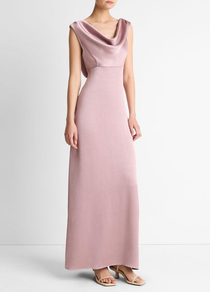 Vince Satin Draped Cowl-Neck Maxi Dress - Dresses & Skirts