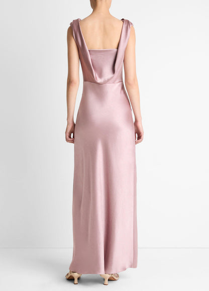 Vince Satin Draped Cowl-Neck Maxi Dress - Dresses & Skirts