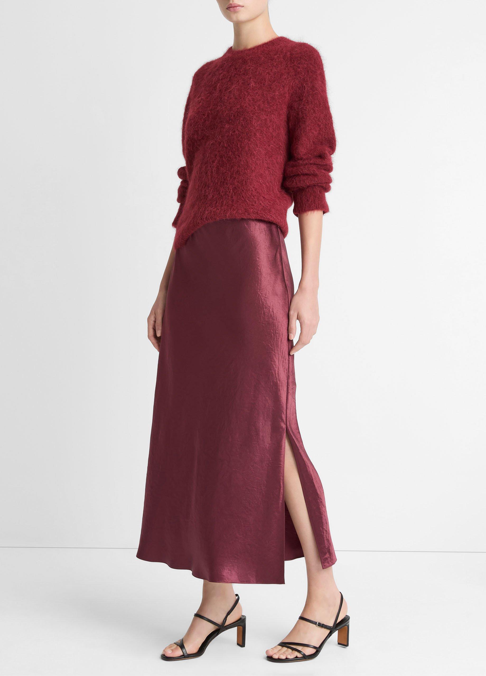 Vince Satin Side-Slit Slip Skirt - Dresses & Skirts