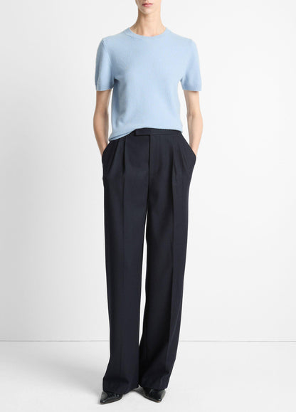 Vince Italian Wool-Blend Pleated Wide-Leg Trouser - Pants & Shorts