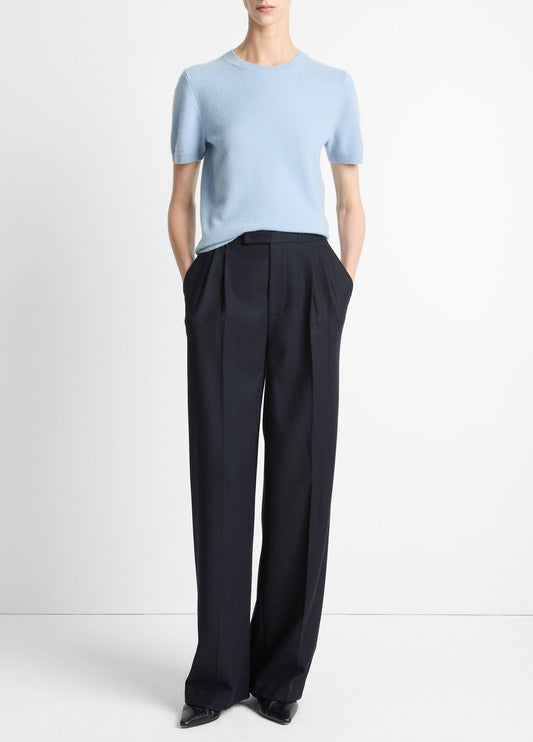 Vince Italian Wool-Blend Pleated Wide-Leg Trouser - Pants & Shorts