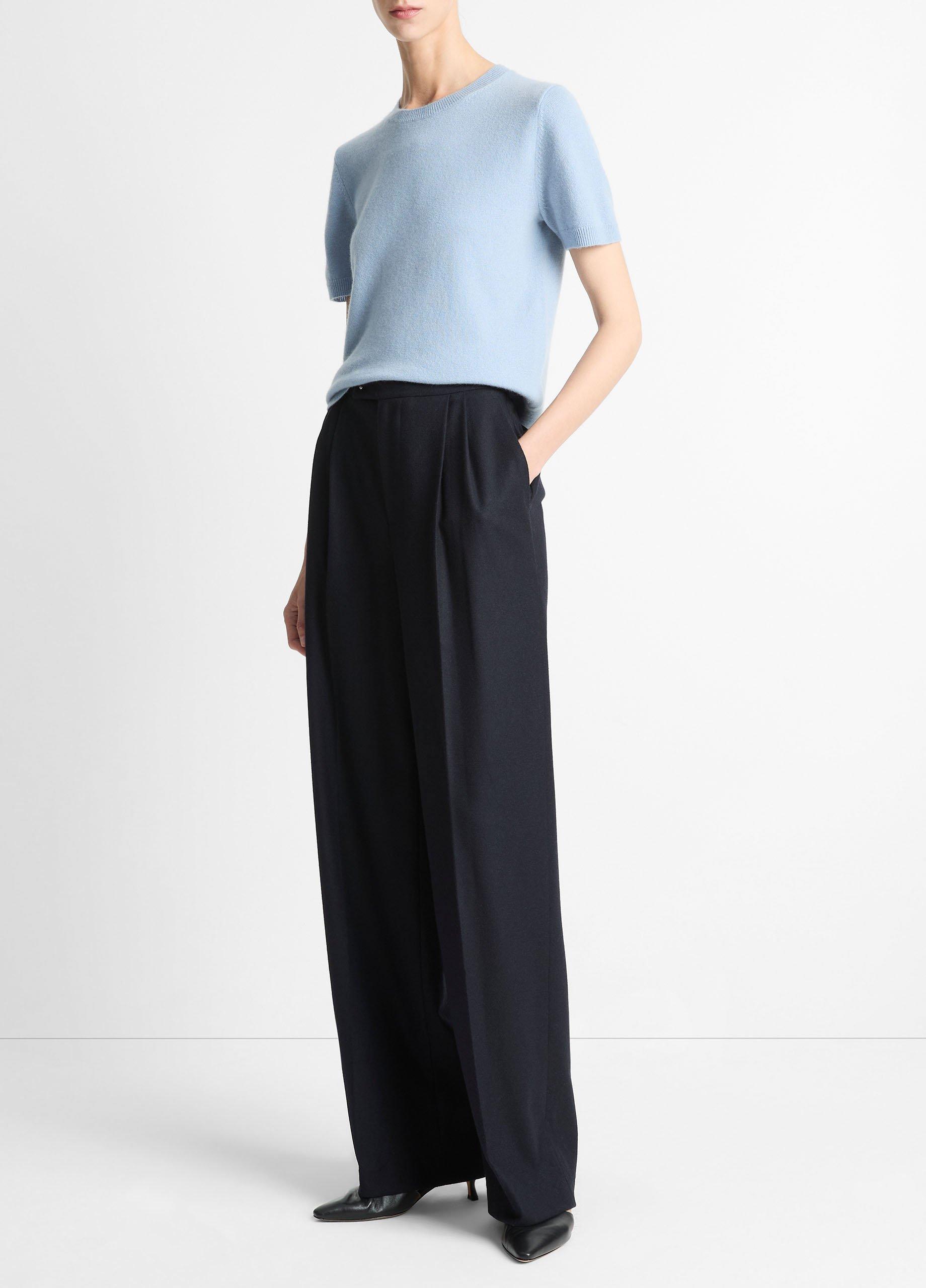 Vince Italian Wool-Blend Pleated Wide-Leg Trouser - Pants & Shorts