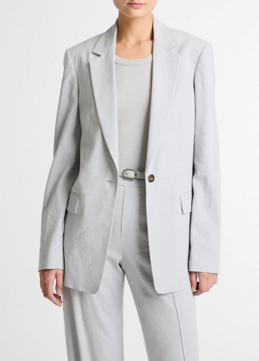 Vince Linen-Blend Single-Breasted Blazer - Jackets & Outerwear