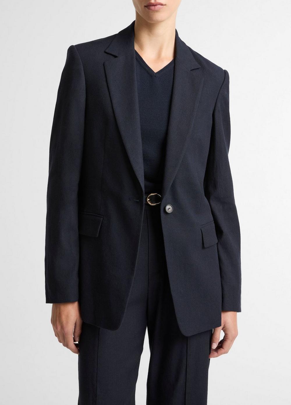 Vince Linen-Blend Single-Breasted Blazer - Jackets & Outerwear