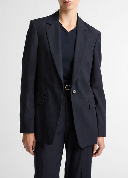 Vince Linen-Blend Single-Breasted Blazer - Jackets & Outerwear