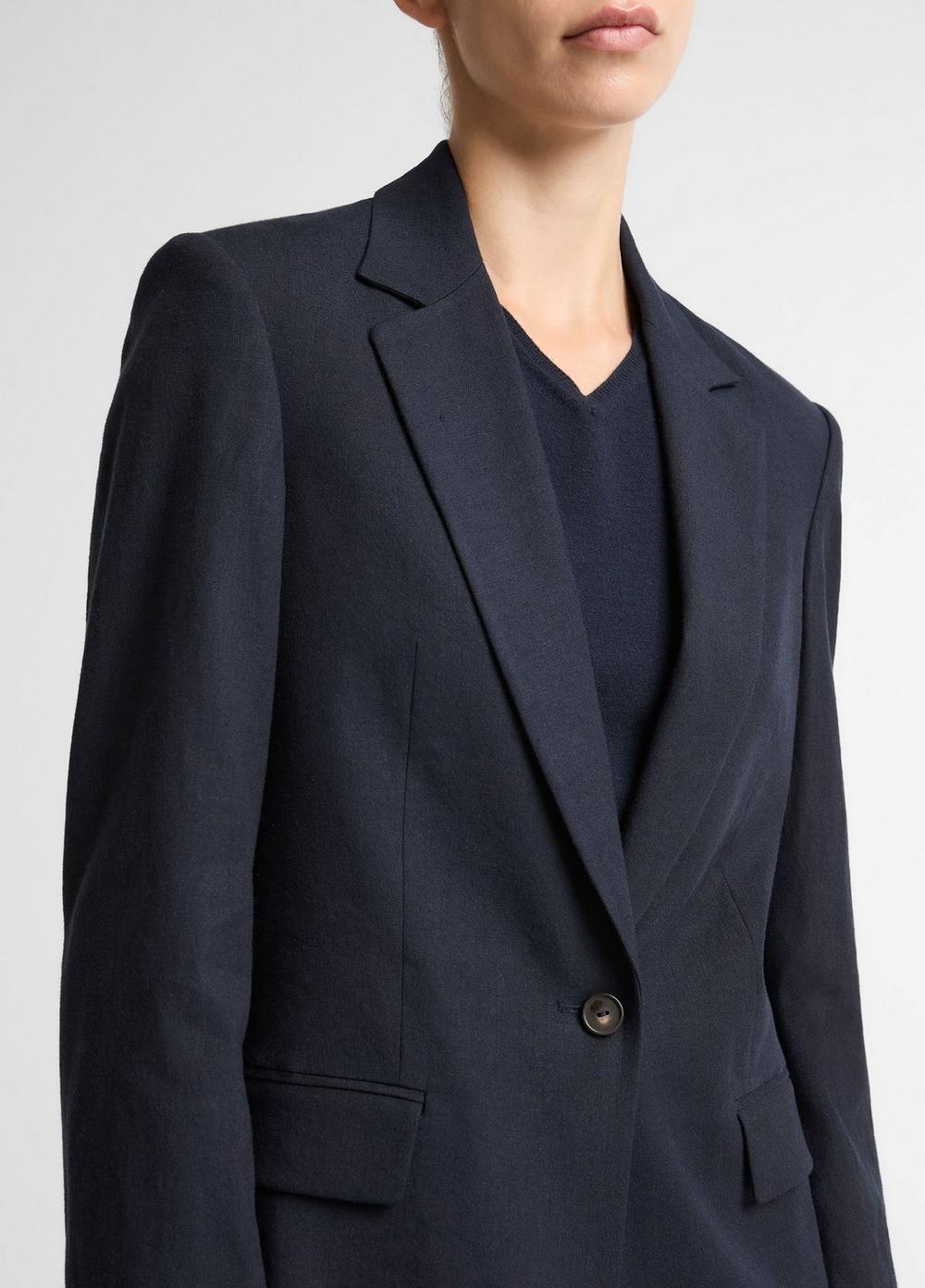 Vince Linen-Blend Single-Breasted Blazer - Jackets & Outerwear