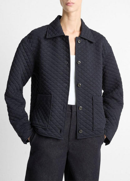 Vince Quilted Cotton-Blend Collared Jacket - Jackets & Outerwear