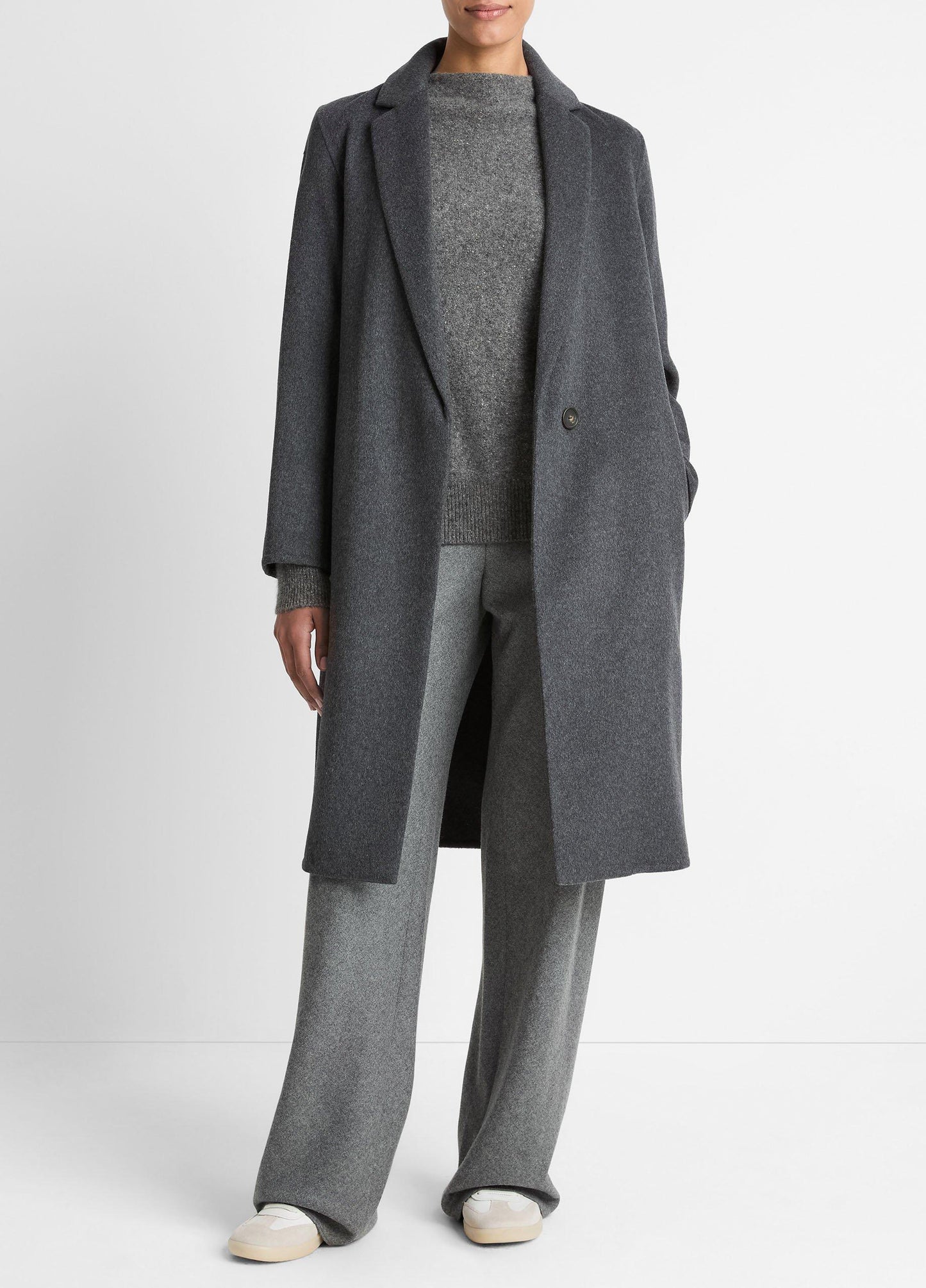 Vince Classic Wool-Blend Straight Coat - Jackets & Outerwear