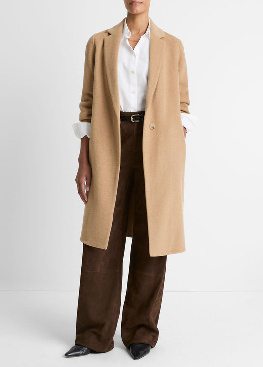 Vince Classic Wool-Blend Straight Coat - Jackets & Outerwear