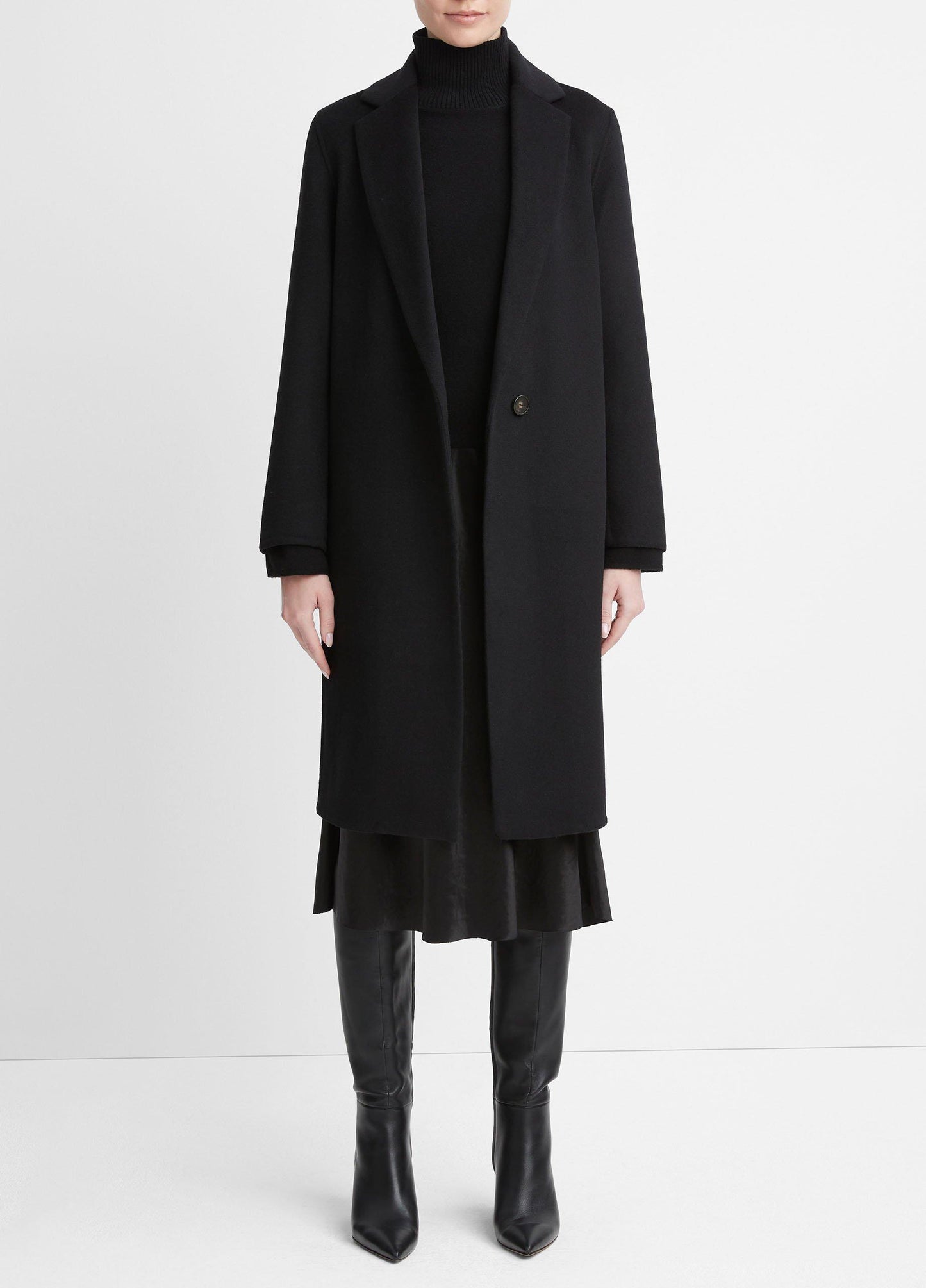 Vince Classic Wool-Blend Straight Coat - Jackets & Outerwear