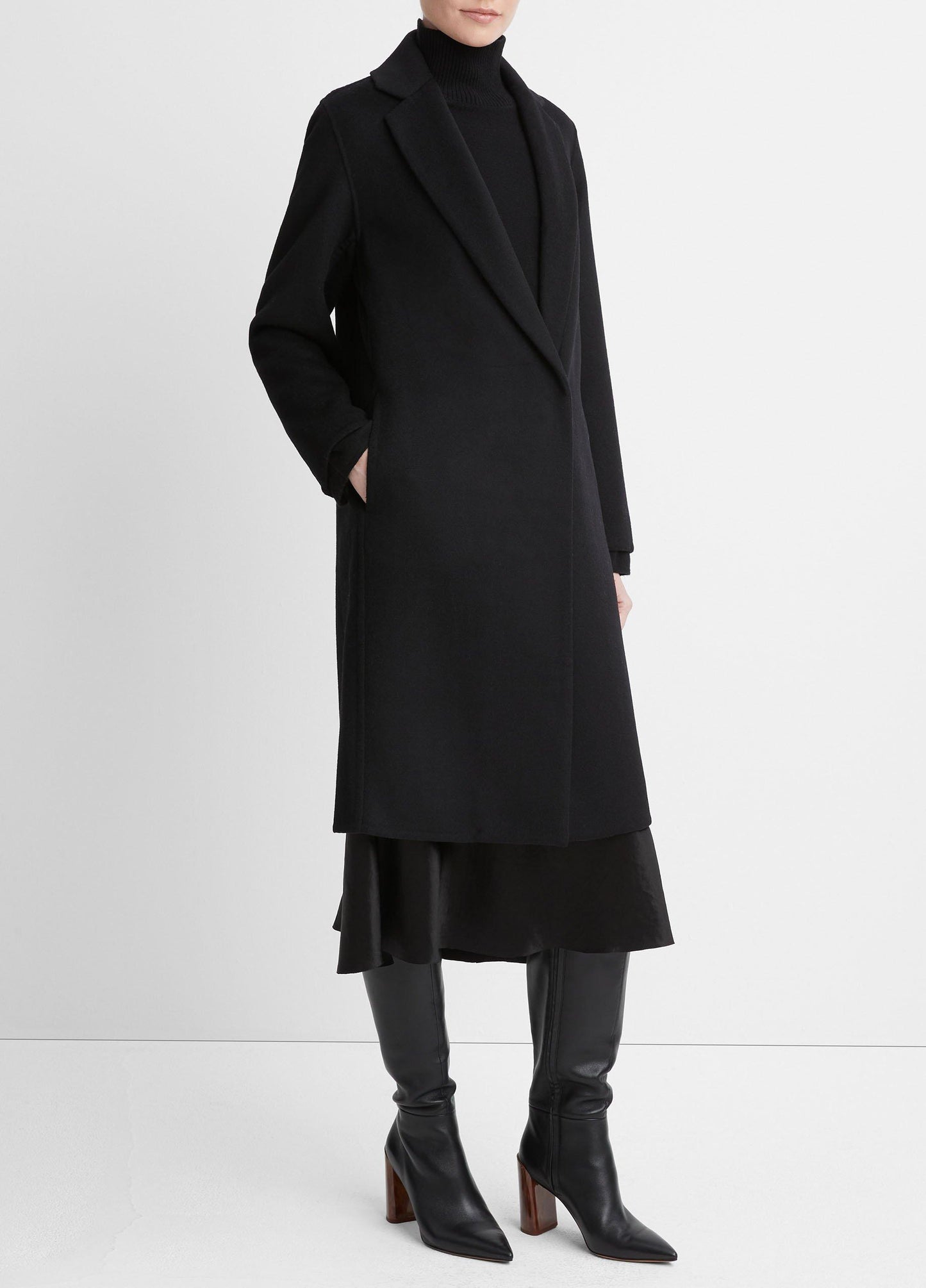Vince Classic Wool-Blend Straight Coat - Jackets & Outerwear
