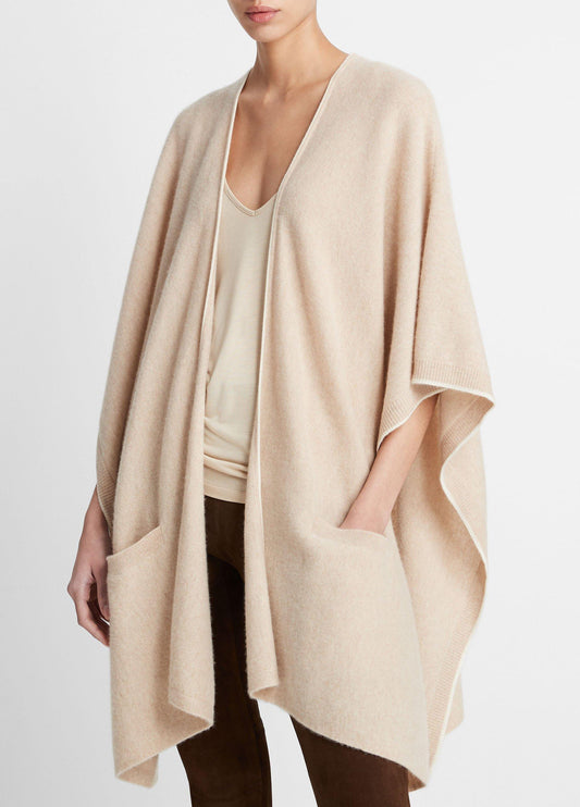 Vince Tipped Jersey-Knit Cashmere Cape - Accessories