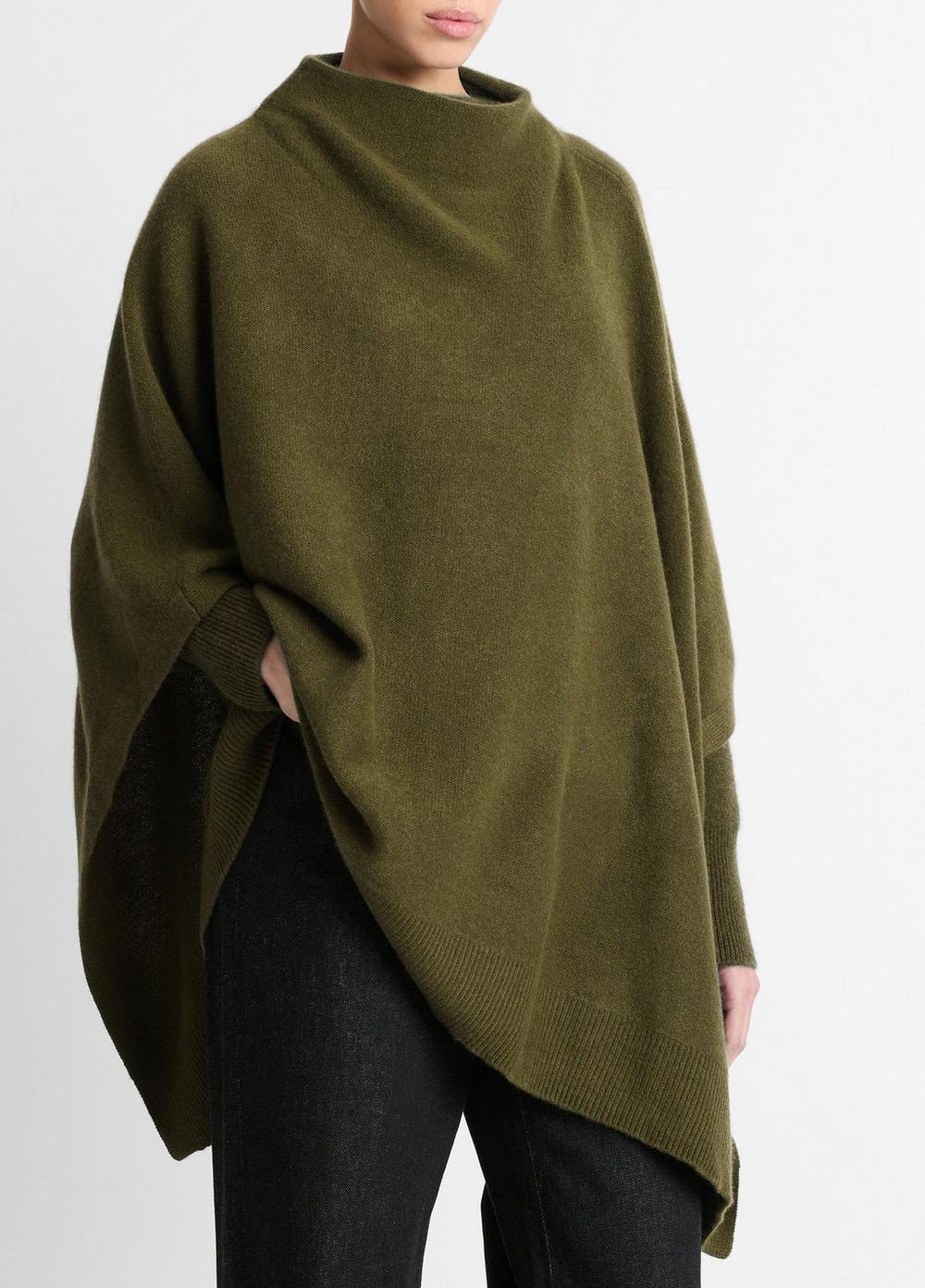 Vince Merino Wool-Cashmere Funnel-Neck Poncho - Accessories