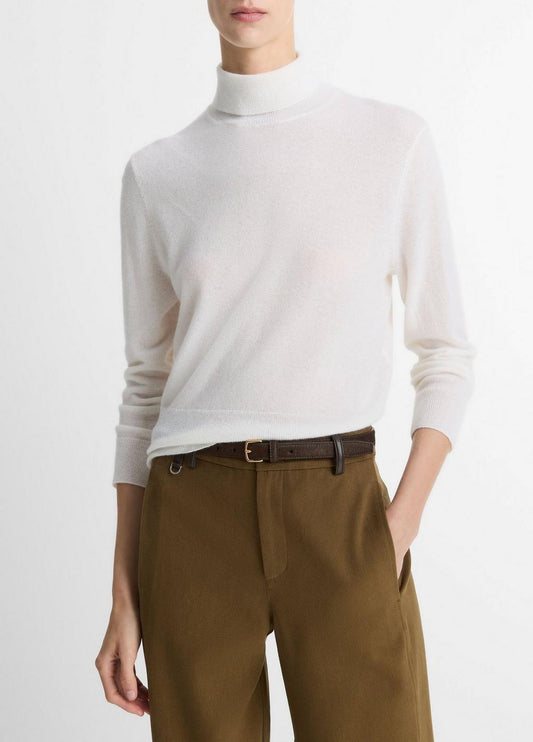 Vince Cashmere-Silk Three-Quarter-Sleeve Mock-Neck Sweater - Sweaters