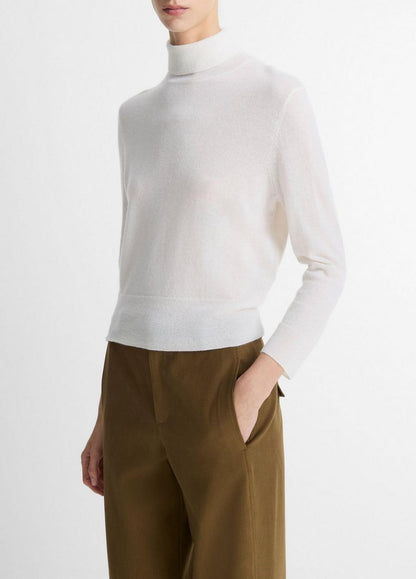 Vince Cashmere-Silk Three-Quarter-Sleeve Mock-Neck Sweater - Sweaters