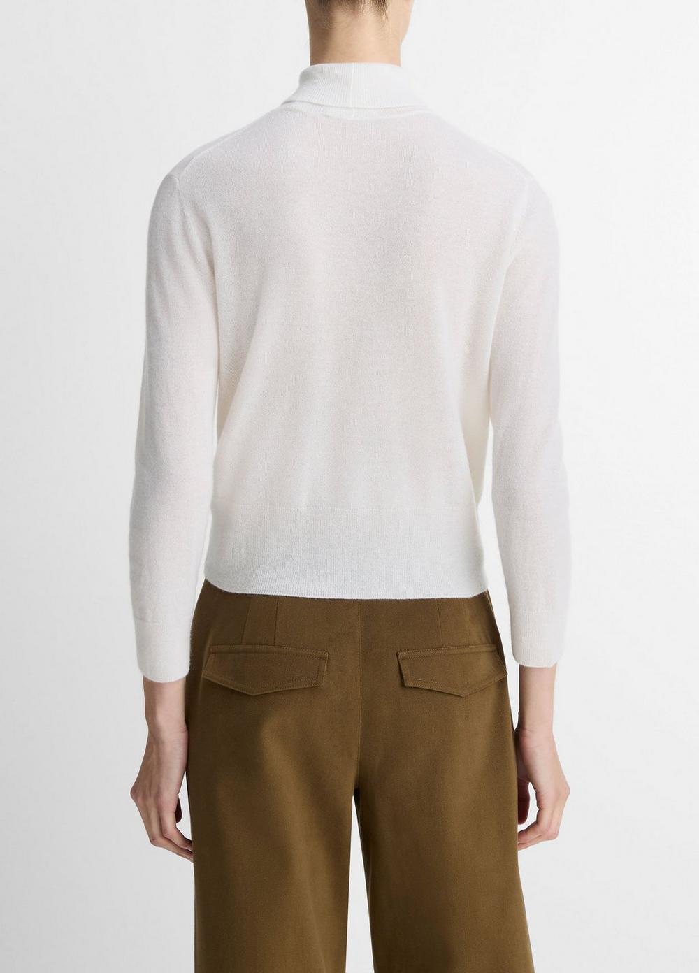 Vince Cashmere-Silk Three-Quarter-Sleeve Mock-Neck Sweater - Sweaters