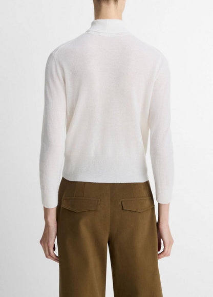 Vince Cashmere-Silk Three-Quarter-Sleeve Mock-Neck Sweater - Sweaters